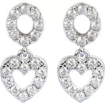 Náušnice Alberto - stříbrné náušnice se zirkony a srdíčkem