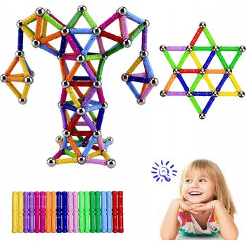 ostatní stavebnice SADA 206 STAVEBNICE MAGNETICKÝCH STAVEBNÍCH VZDĚLÁVACÍCH BLOKU A TYČINEK