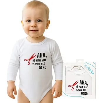 Body s potiskem New Baby Viac vlasov než ocko - darčekové balenie Bílá 74 (6-9m)