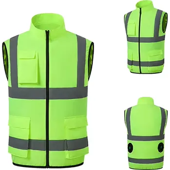 Přívěsek MXM Chladicí pracovní vesta s ventilátory - Svítivě zelená Velikost - M