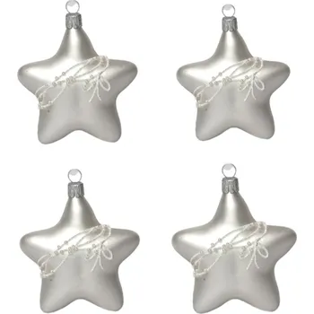 Vánoční ozdoba Koulier Skleněné vánoční ozdoby basic Bianco - Bianco hvězdy, 4 ks