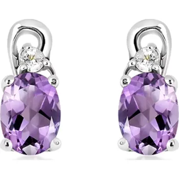 Náušnice Felicie S Ametyst - stříbrné náušnice s ametystem a bílým topazem