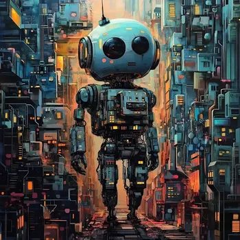 Teplákovina Cybercity robot, panel velikost L (E) (Panely a ladící metráž)