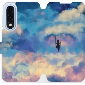 Pouzdro na mobilní telefon Flipové pouzdro Mobiwear - OnePlus Nord 5 - MR09S Dívka na houpačce v oblacích (Knížkové flip pouzdro, obal, kryt na mobil OnePlus Nord 5 - MR09S Dívka na houpačce v oblacích, materiál Umělá kůže + TPU - ochrana 360°, stojánek, silikonová vanička,)