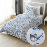 Dětské bavlněné ložní povlečení Sandra SA-673 Podmořský svět modrý Jednolůžko 140x200 a 70x90 cm
