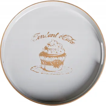 Kulatý šedý tác se zlatým potiskem 33 cm