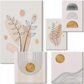 Obraz Sada obrazů na plátně, komplet stylové minimalistické rostliny 5 kusů