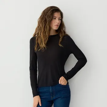 Dámský svetr Reserved - Tričko s dlouhým rukávem s příměsí kašmíru - černý - 667GJ-99X - 667GJ-99X-XL