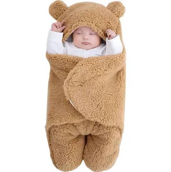 Zavinovačka SPACÍ PYTEL ZAVINOVAČKA DĚTSKÝ KOKON ZAVINOVAČKA MEDVÍDEK kožíšek hnědý L75G