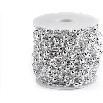 Svatební dekorace Korálky na silonu - 3m Barva: stříbrná