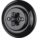 Bohemia-Design - Porcelánový retro vypínač otočný s rámečkem č. 7 černá