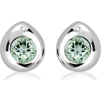 Náušnice Sana S Green Amethyst and White Topaz - stříbrné náušnice se zeleným ametystem a bílým topazem