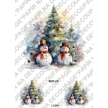 Umělecký papír Rýžový a soft papír na decoupage - Sněhuláci - KB2336 Materiál: Rýžový papír, Rozměr: A4