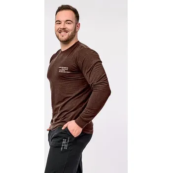 Černohnědé pánské tričko s dlouhými rukávy a potiskem 462 velikost L