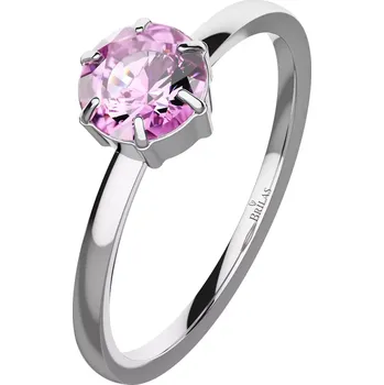 Prsten Havena P Steel - zásnubní prsten z chirurgické oceli s růžovým zirkonem