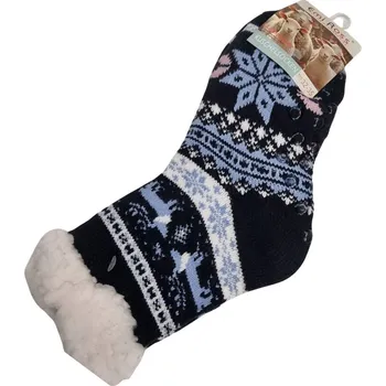 Dětské termo ponožky Dětské protiskluzové teplé ponožky s kožíškem Sobík 28-31 modrá