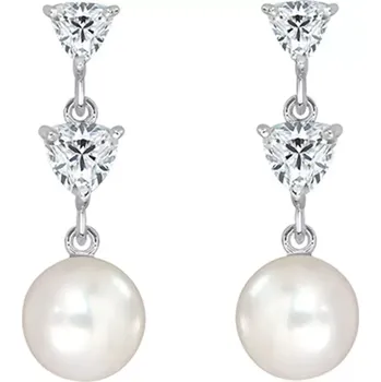Náušnice Avenia S Pearl and White Topaz - stříbrné náušnice s perlou a bílým topazem