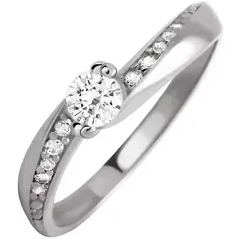 Prsten Primo White - zlatý zásnubák zdobený kamínky