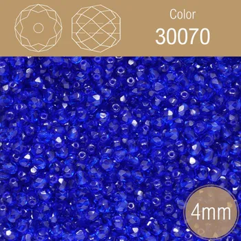 Korálek Korálky BROUŠENÉ 4mm. Barva 30070. Průhledná modrá. Balení 120Ks.