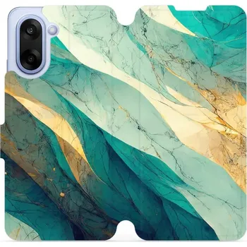 Pouzdro na mobilní telefon Flipové pouzdro Mobiwear - OnePlus Nord CE5 - VP37S Zlatavý a zelenkavý mramor (Knížkové flip pouzdro, obal, kryt na mobil OnePlus Nord CE 5 - VP37S Zlatavý a zelenkavý mramor, materiál Umělá kůže + TPU - ochrana 360°, stojánek, silikonová vanička,)