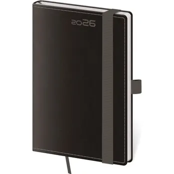 Diář Double Black týdenní černý kapesní diář s poutkem na propisku