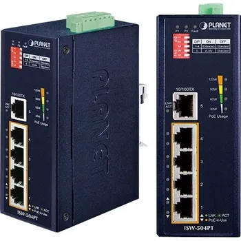 Switch Přepínač Switch na DIN lištu, 5x RJ45 100Mb/s, 4x PoE