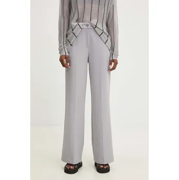 Dámské kalhoty Kalhoty Answear.LAB dámské, šedá barva, jednoduché, high waist hu6102.fh 90X, vel. XL