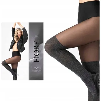 Dámské punčochy Fiore Cozy vzorované Punčocháče 40 denier, šedé, velikost 4