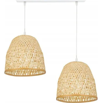 Lampička Dvojitá lampa lišta bílá bambusové stínidlo PHU09