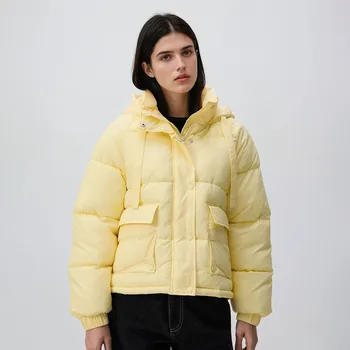 Dámský kabát Reserved - Prošívaná bunda s kapucí - světle žlutá - VZ734-10X - VZ734-10X-XL