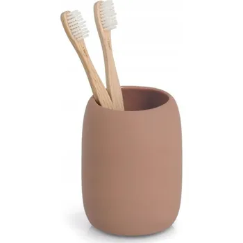 KELÍMEK NA KARTÁČKY NA ZUBY 370 ML KERAMICKÝ HNĚDÝ 8,4 x 10,8 CM
