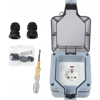 Elektrická zásuvka Venkovní zahradní zásuvka IP66 Vodotěsná s dvojitým spínačem 230V šedá