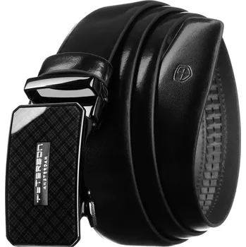 Opasek Černý pánský opasek z přírodní kůže s automatickou sponou - Peterson (115)