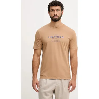 Pánské oblečení Bavlněné tričko Tommy Hilfiger MW0MW40002 hnědá 82X, vel. XXL