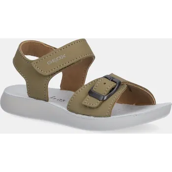 Dívčí sandály Dětské nubukové sandály Geox LIGHTFLOPPY zelená barva, J45GQD.00032 J45GQD.00032.28.35 81X, EUR 30