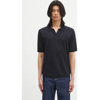 Plátěné polo tričko Norse Projects Leif Cotton Linen Polo pánské, tmavomodrá barva, N45.0502.7004 59X, vel. L