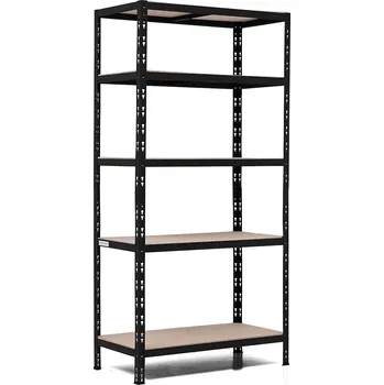 Dílenský regál SUPER EKO HIT - Policový regál Trestles RNDU-KUI 1800x900x500, nosnost 875 kg, 5 polic, černý