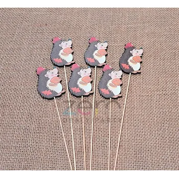 Zápich ježek dřevěný (6 ks) - barevný