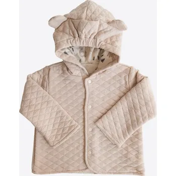 Kojenecká souprava kitikate PROŠÍVANÁ BUNDA S KAPUCÍ TMAVÁ BÉŽOVÁ_S15214 Velikost: 6 - 9 MĚSÍCŮ