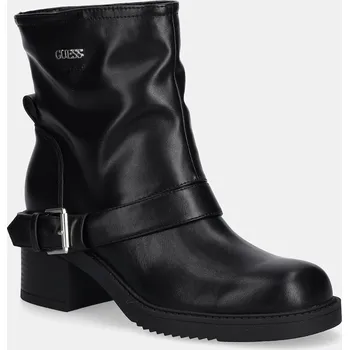 Dámské kozačky Nízké kozačky Guess BENJI dámské, černá barva, na podpatku, FLFIJI ELE10 FLFIJI.ELE10.BLACK 99X, EUR 41