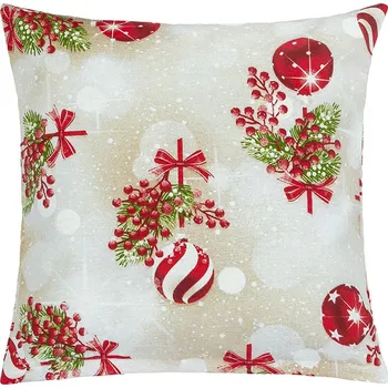 Povlak na dekorativní polštářek Brotex Vánoční povlak na polštářek 40x40 cm koule a cesmína