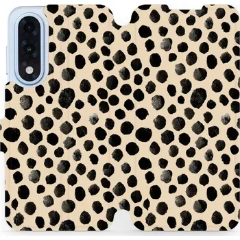 Pouzdro na mobilní telefon Flipové pouzdro Mobiwear - OnePlus Nord 5 - VA50S Černé puntíky (Knížkové flip pouzdro, obal, kryt na mobil OnePlus Nord 5 - VA50S Černé puntíky, materiál Umělá kůže + TPU - ochrana 360°, stojánek, silikonová vanička, magnetické zavírání)