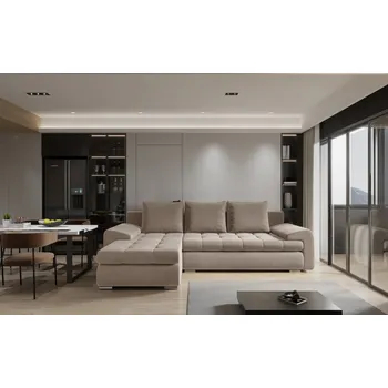 Sedací souprava Rohová rozkládací sedačka TOMI - béžová - Castel 15 - 22250