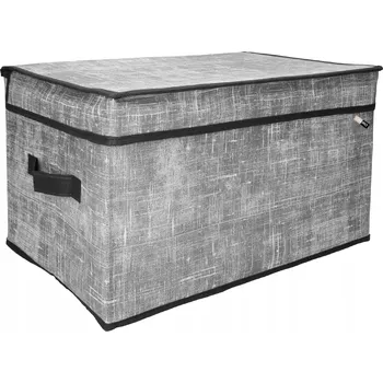 Úložný box Krabička s víkem 30x40x25, organizér na textil, šedý