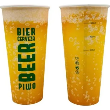 Jednorázové nádobí Papírový kelímek Love Nature 500 ml, vícebarevný, 50 ks