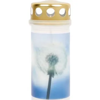 Svíčka Hřbitovní Svíčka s víčkem 17 x 7 cm - motiv pampeliška