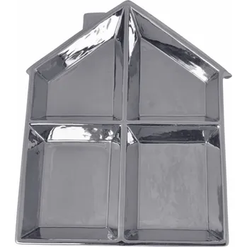 Talíř OZDOBNÝ KERAMICKÝ TALÍŘ - STŘÍBRNÝ LIST 35X12X3,5CM