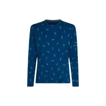 Pánské termoprádlo Icebreaker Mens 200 Oasis LS Crewe, Snow Day AOP, Atlantis/Topaz