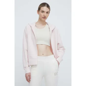 Dámská mikina Mikina EA7 Emporio Armani dámská, růžová barva, s kapucí, hladká TJTHZ.3DTM22.1422 03X, vel. XS