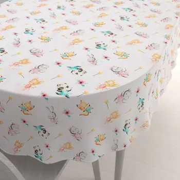 ubrus Dětský bavlněný oválný ubrus Sandra SA-671 Zvířátka baletky na bílém 60x100 cm